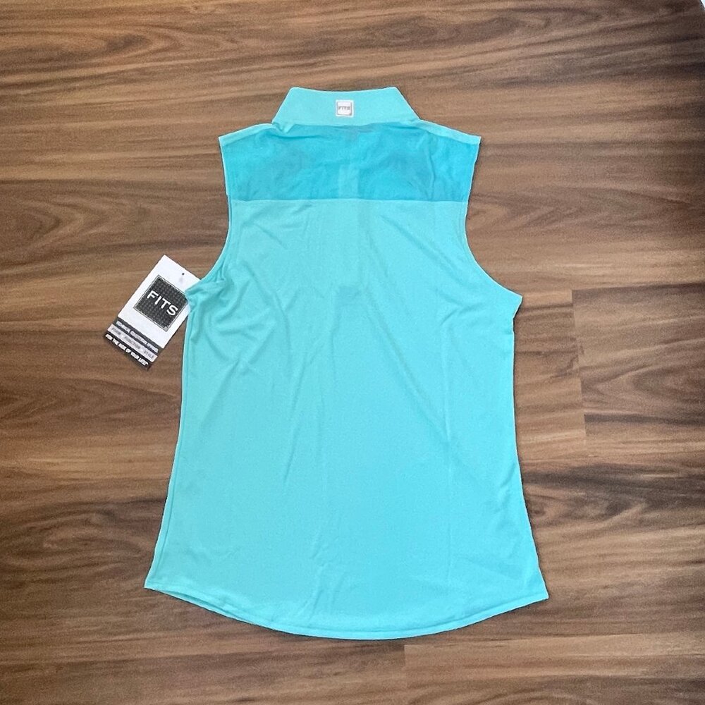 FITS Women's 1/4 ZIp Sleeveless Tank Top Sun Shirt - Teal - XL - Picture 4 of 5